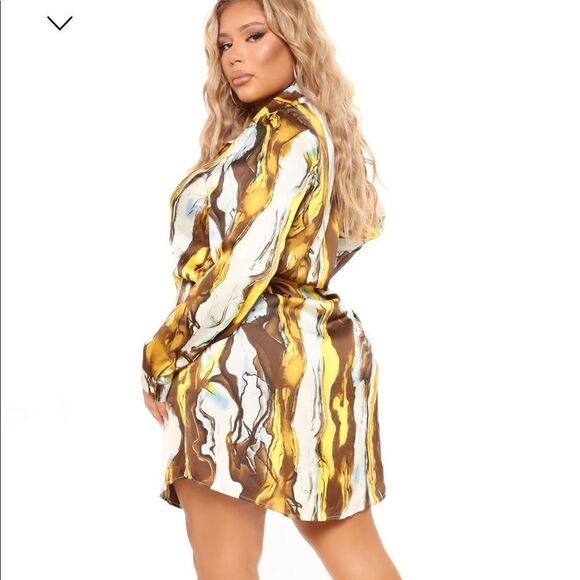 NWT- Fashion Nova Satin Shirt Dress - Size 1X - Picture 8 of 17